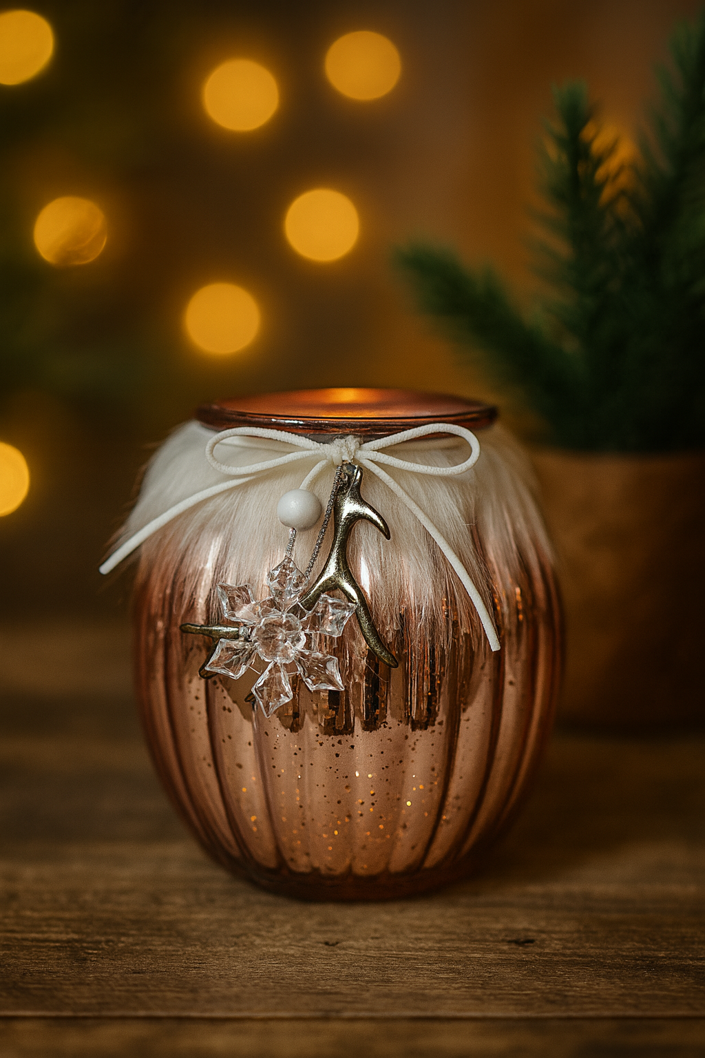 Rosé-Goldenes Windlicht