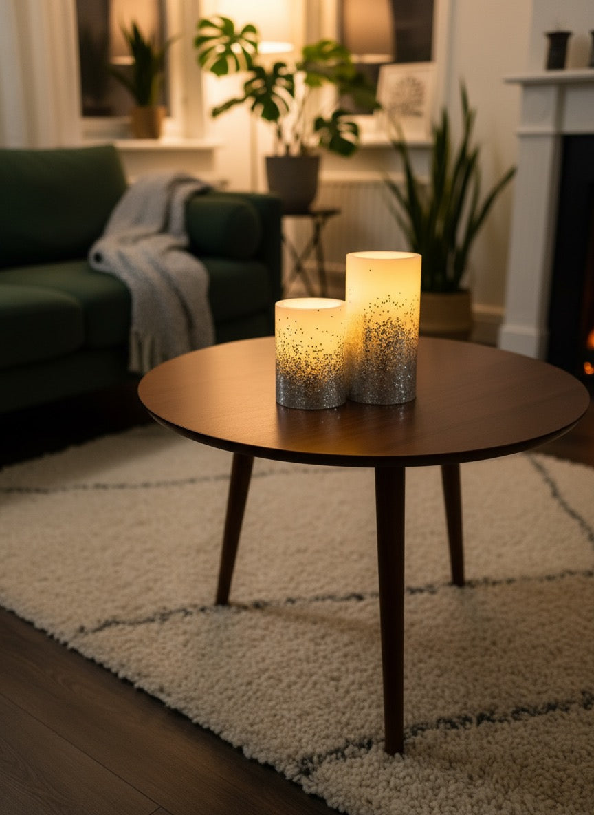 2er-Set Silver Sparkle – LED Kerze