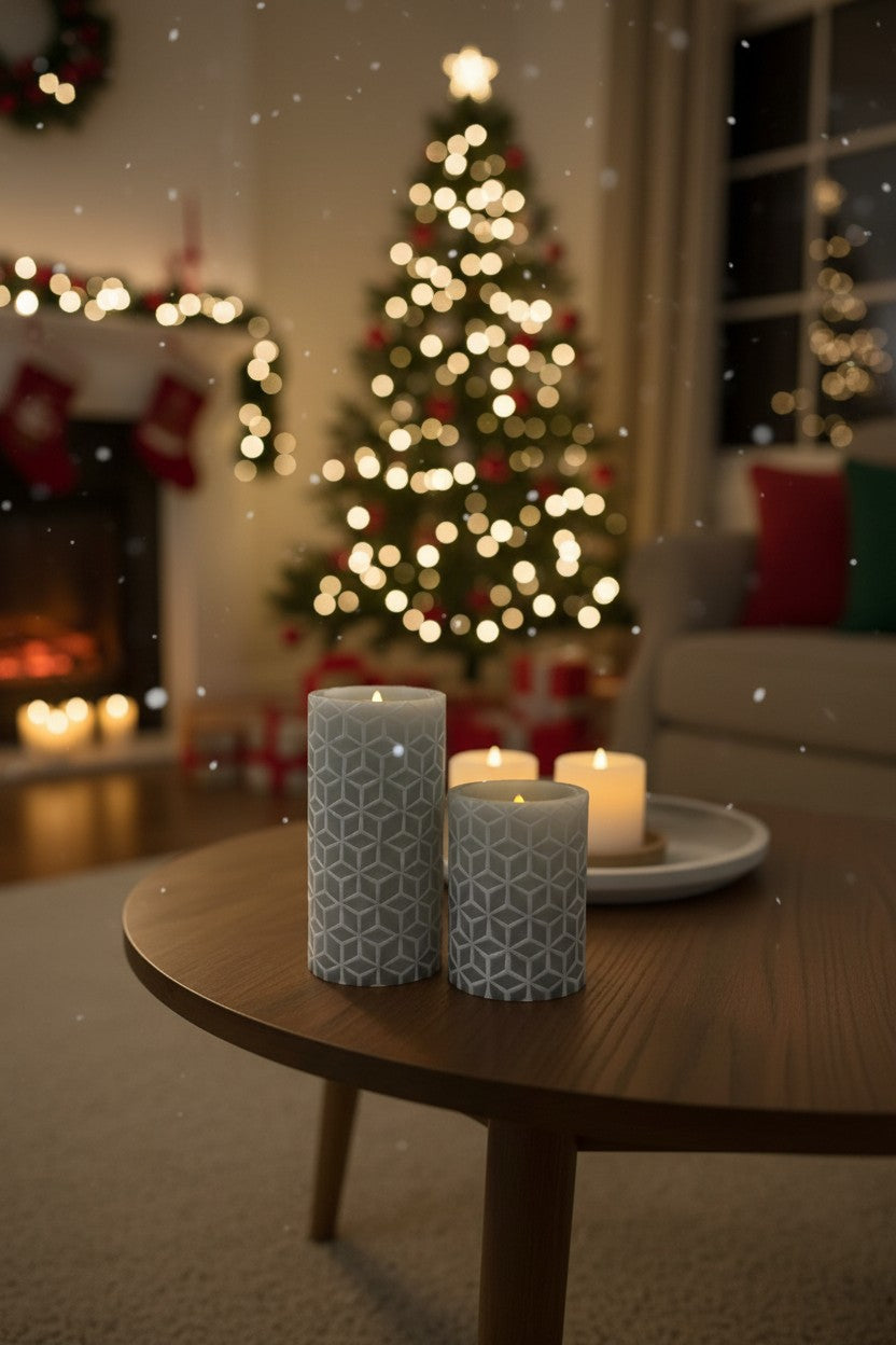 2er-Set Geo Pattern – LED Kerze