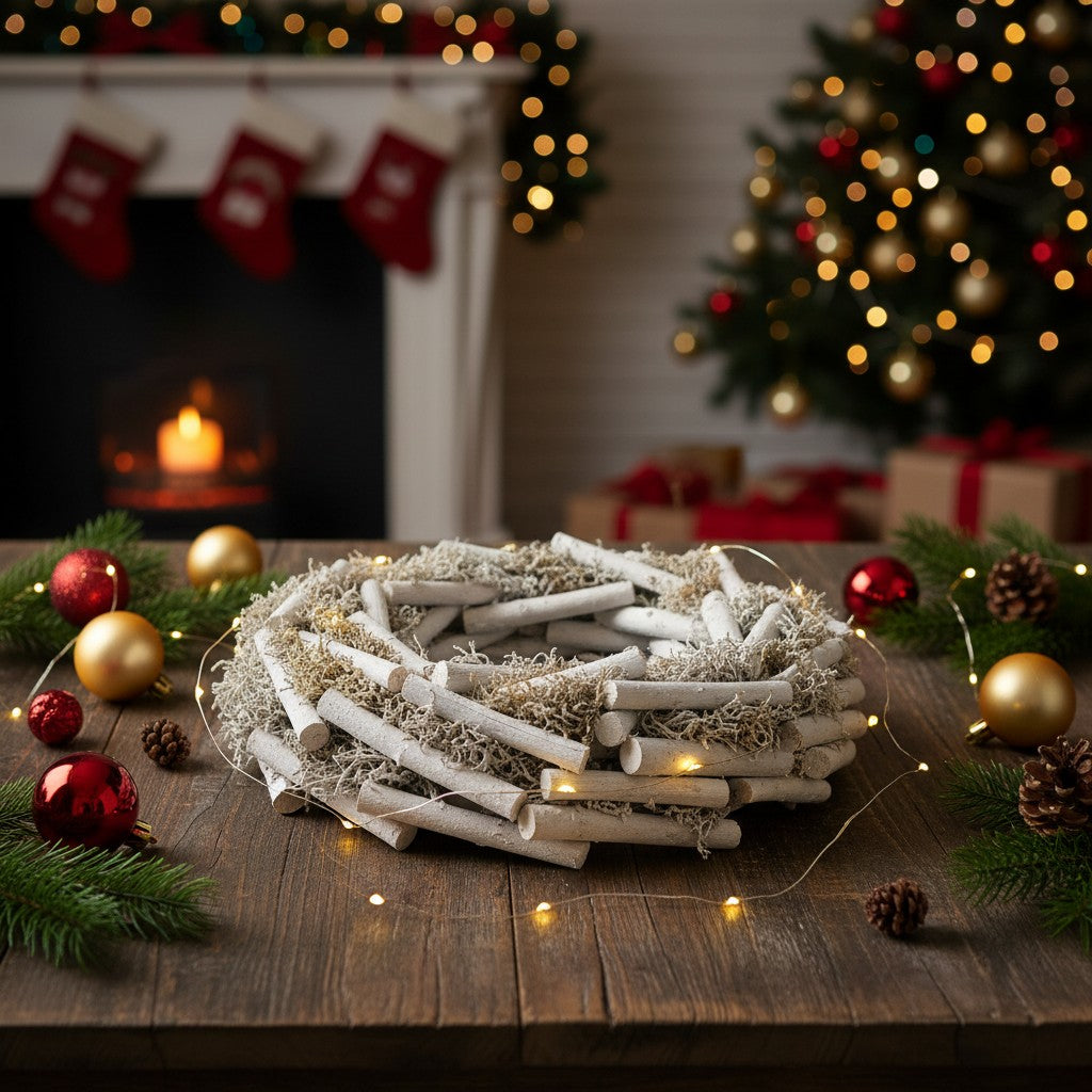 Deko-Holzkranz Weiß – 30 cm