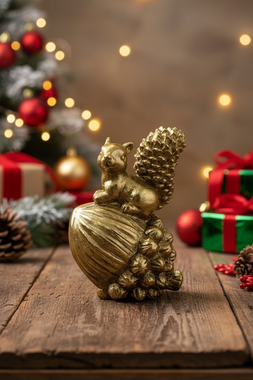 Goldenes Eichhörnchen auf Nuss (klein)