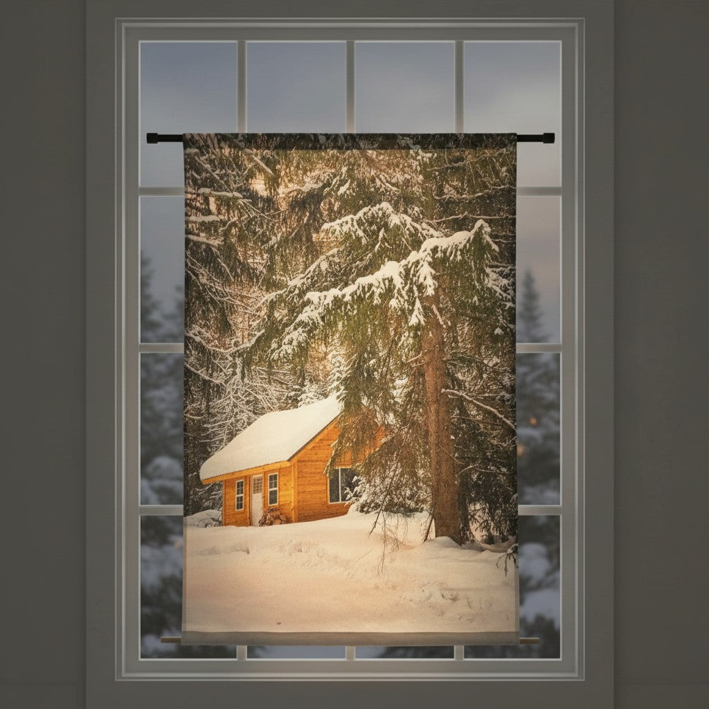 Wandbanner „Hütte im Schnee“