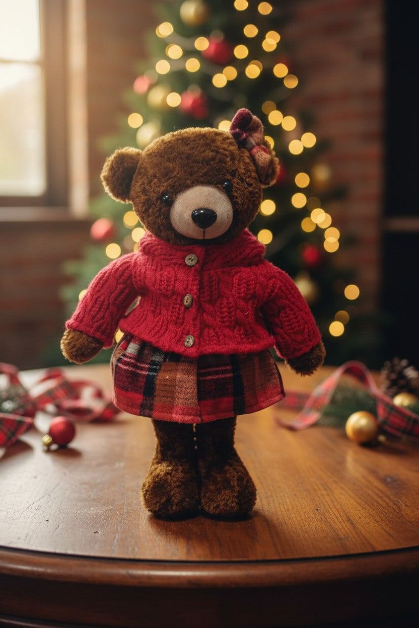 Plüschbär im Winter-Outfit (weiblich)